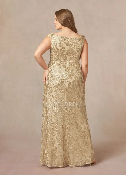 AABEI DRESS Wedding Guests Dresses Sheath/Column Off the Shoulder Sequin Floral Retro Fashion Plus Size Dress Mother of the Bride Dress