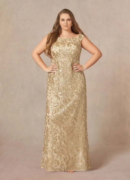 AABEI DRESS Wedding Guests Dresses Sheath/Column Off the Shoulder Sequin Floral Retro Fashion Plus Size Dress Mother of the Bride Dress