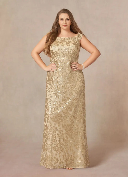 AABEI DRESS Wedding Guests Dresses Sheath/Column Off the Shoulder Sequin Floral Retro Fashion Plus Size Dress Mother of the Bride Dress