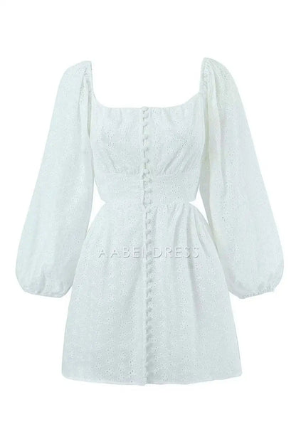 AABEI DRESS New Homecoming Dress Elegant A Line Square Neck Long Sleeves Backless Retro Short Graduation Dress