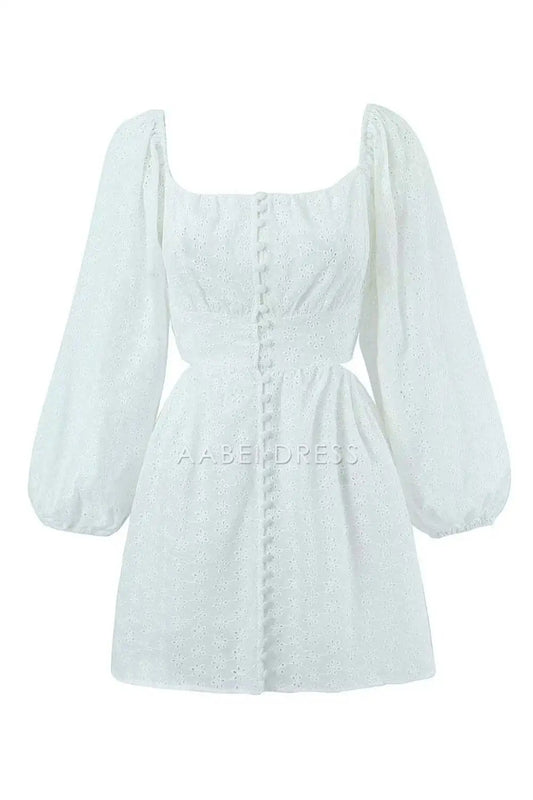 AABEI DRESS New Homecoming Dress Elegant A Line Square Neck Long Sleeves Backless Retro Short Graduation Dress