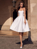 Chic A-Line Strapless Stretch Party Homecoming Knee Length Cocktail Dress.
