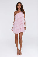 Chic Ruffled A-Line One-Shoulder Short Mini Homecoming Dress.