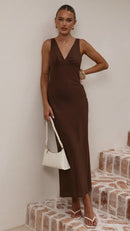 Chic Sheath Deep V Sleeveless Open Back Floor Length Evening Dress