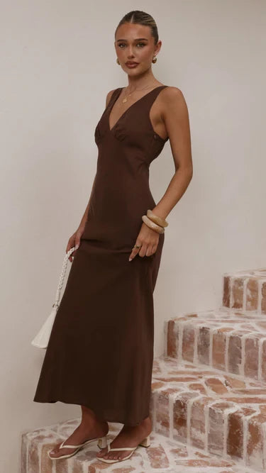 Chic Sheath Deep V Sleeveless Open Back Floor Length Evening Dress