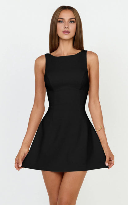 Chic A-Line Boat Neck Sleeveless V-Back Mini Homecoming Party Dress for Juniors