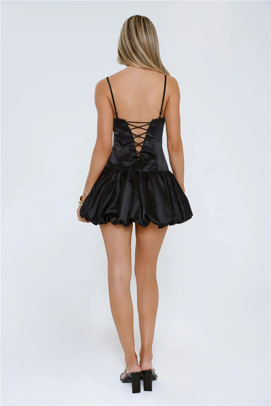 Chic A-Line Bubble Skirt Square Neck Sleeveless Lace-Up Back Mini Homecoming Dresses for Parties