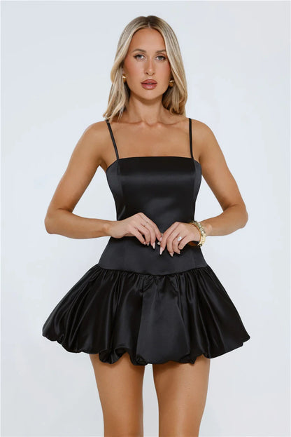 Chic A-Line Bubble Skirt Square Neck Sleeveless Lace-Up Back Mini Homecoming Dresses for Parties