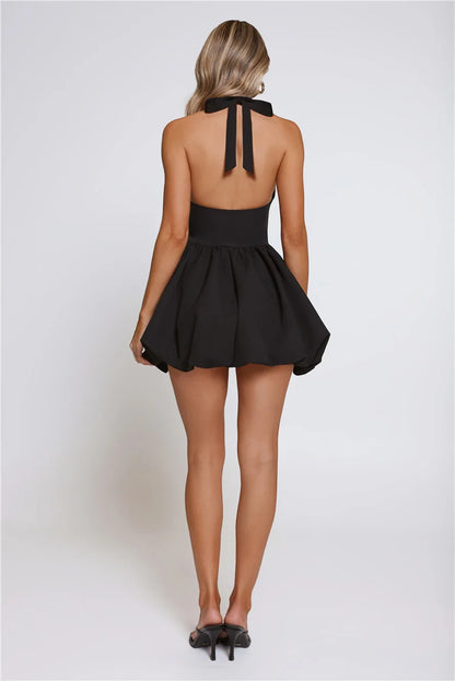 Chic A-Line Halter Sleeveless Open Back Mini Homecoming Dresses with Bow Details