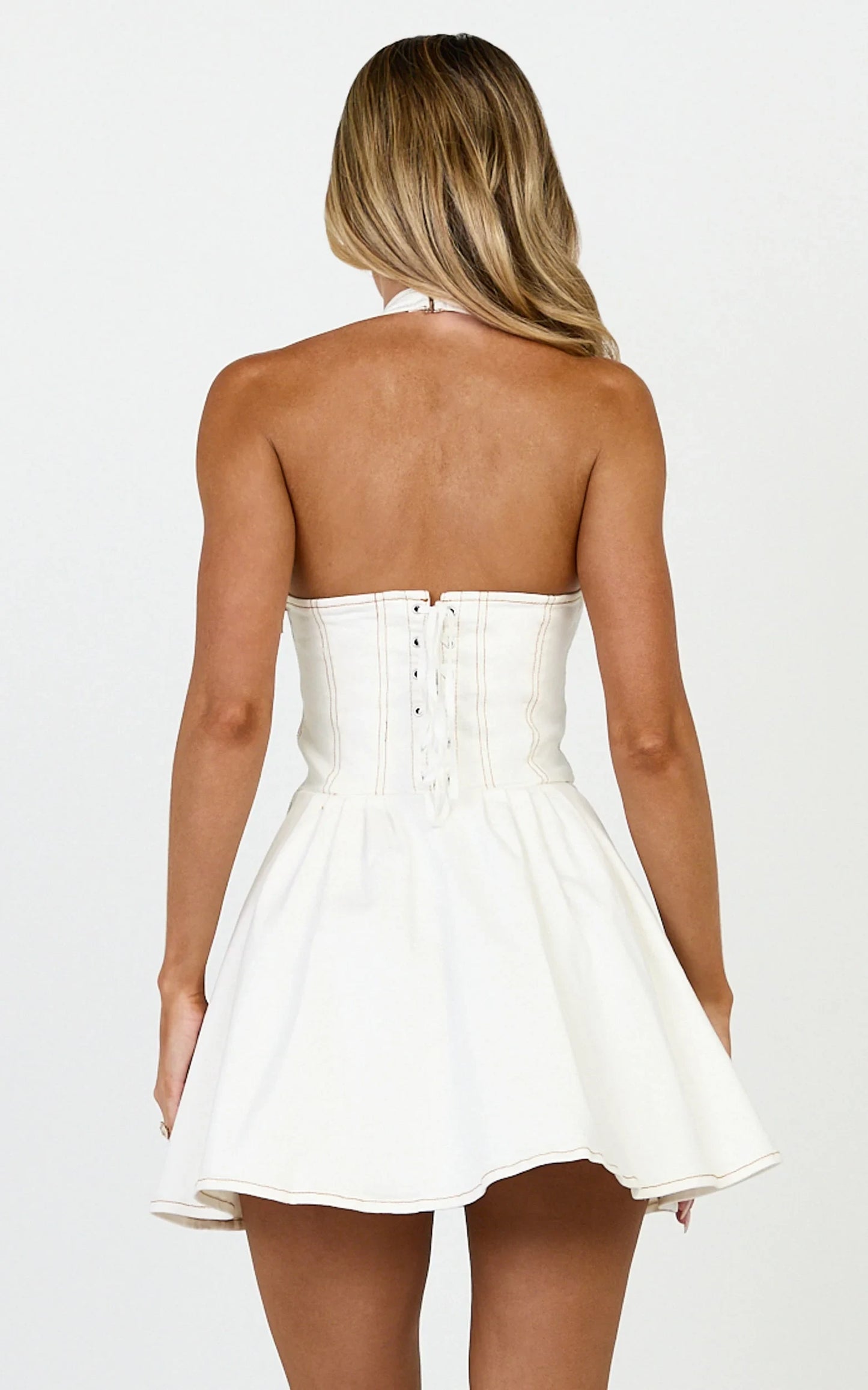 Chic A-Line Square Neck Halter Sleeveless Corset Back Mini Homecoming Dress for Parties