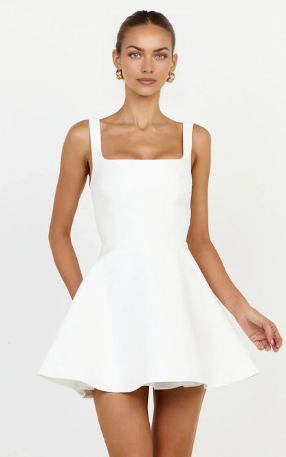 Chic A-Line Square Neck Sleeveless Clean Back Mini Homecoming Dresses with Pockets