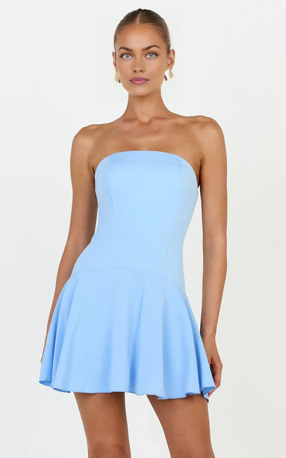 Chic A-Line Strapless Sleeveless Zipper Back Mini Homecoming Party Dress for Juniors