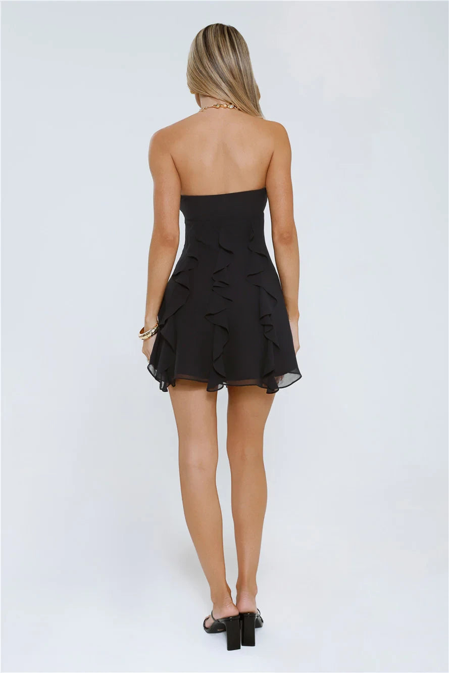 Chic A-Line Strapless Sweetheart Sleeveless Ruffled Mini Homecoming Party Dress for Teens