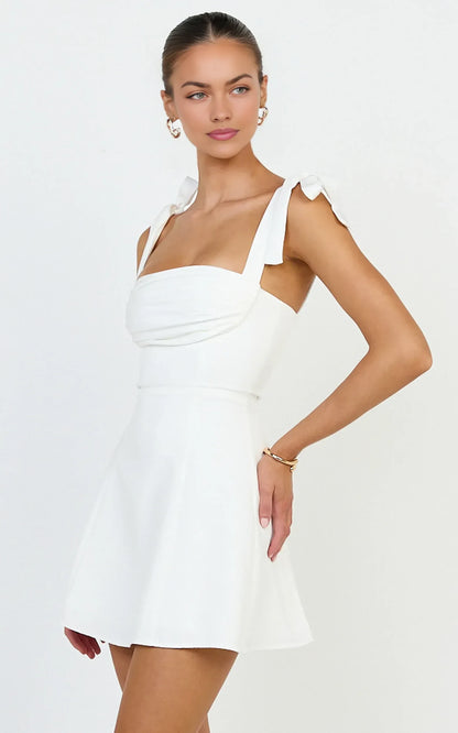 Chic A-Line Sweetheart Tie-Shoulder Sleeveless Open Back Mini Homecoming Dresses