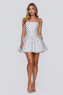 Chic Dotted A-Line Strapless Sleeveless Open Back Mini Homecoming Dresses