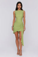 Chic Fitted Boat Neck Sleeveless Cowl Back Ruched Mini Homecoming Dresses