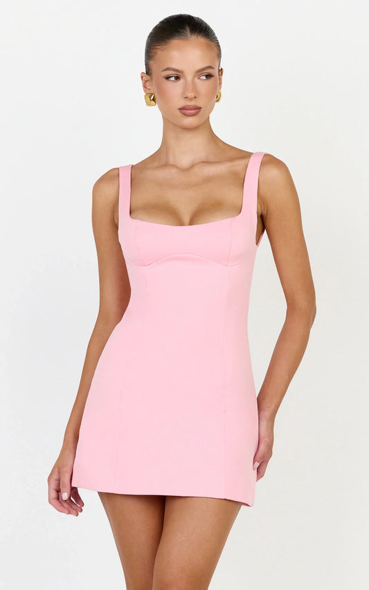 Chic Fitted Square Neck Sleeveless Concealed Zipper Back Mini Homecoming Dresses