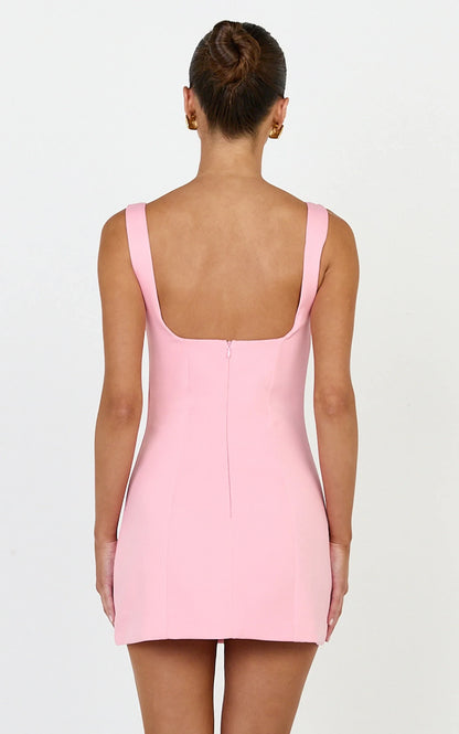 Chic Fitted Square Neck Sleeveless Concealed Zipper Back Mini Homecoming Dresses