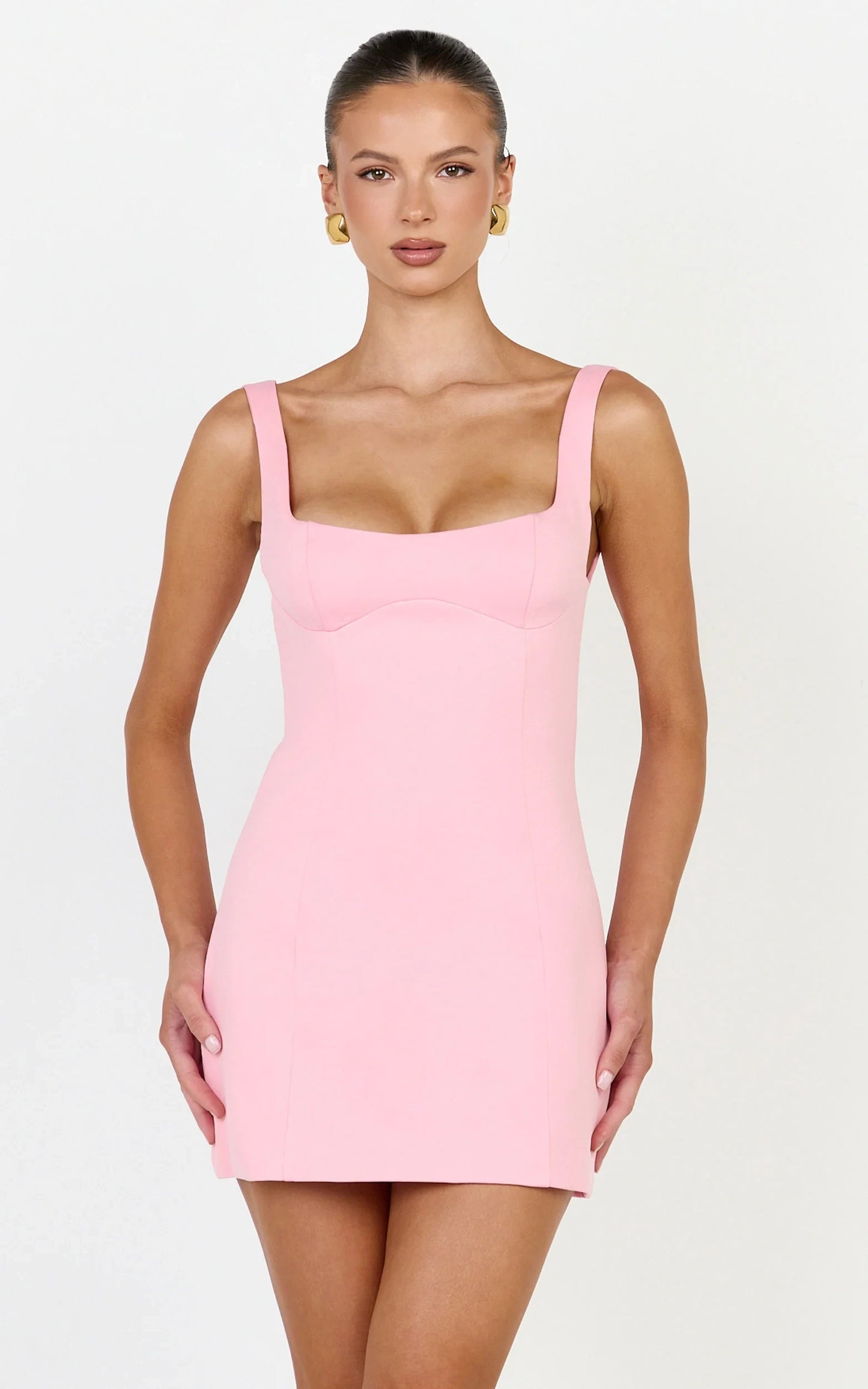 Chic Fitted Square Neck Sleeveless Concealed Zipper Back Mini Homecoming Dresses