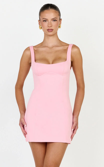 Chic Fitted Square Neck Sleeveless Concealed Zipper Back Mini Homecoming Dresses
