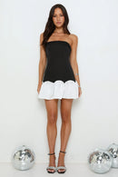 Elegant A-Line Strapless Two-Tone Ruffle Hem Mini Homecoming Party Dress.