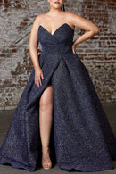 Elegant Prom Dress Plus Size Sequins Strapless Slit