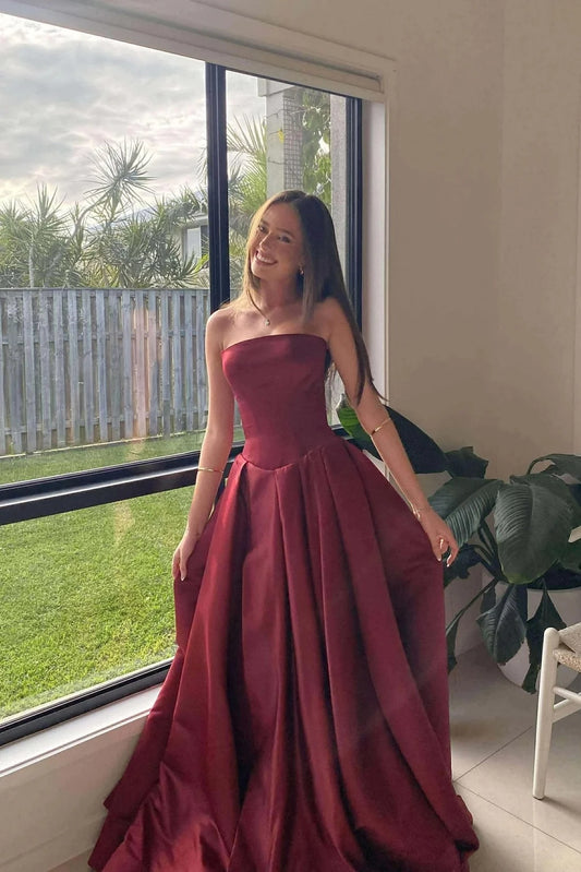 Elegant Ball-Gown Strapless Sleeveless Open-Back Floor-Length Formal Evening Dress