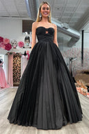 Elegant Ball Gown Strapless Sweetheart Keyhole Neck Pleated Floor-length Evening Dress