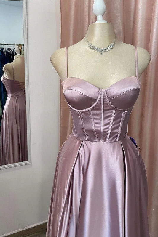 Elegant Ball-Gown Sweetheart Spaghetti-Strap Lace-Up-Back Court Train Evening Dress