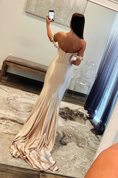 Elegant Mermaid Off-the-Shoulder Sleeveless Corset Back Satin Evening Dresses