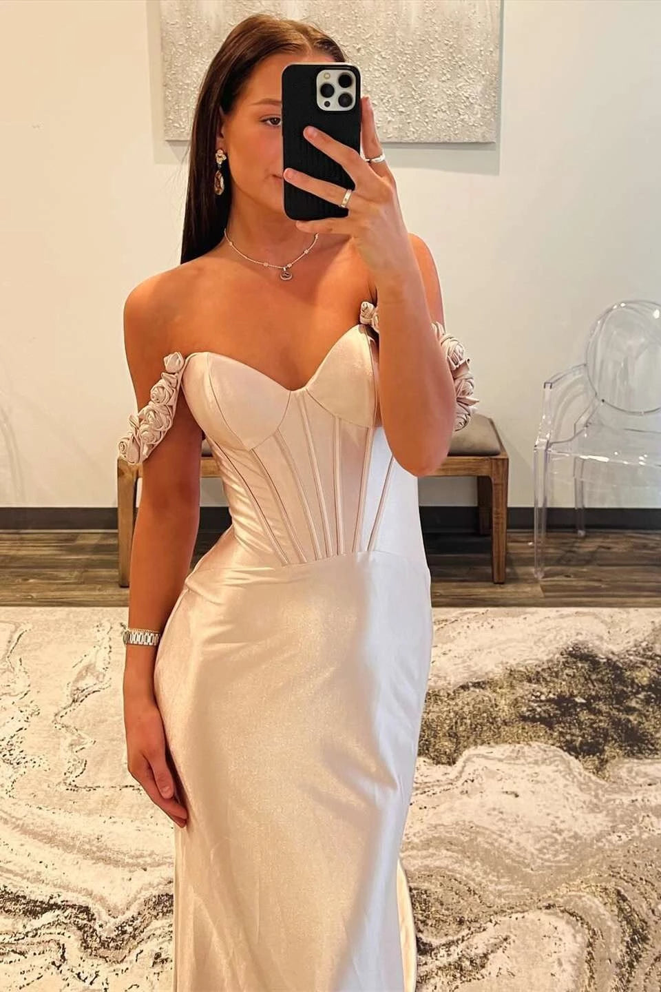Elegant Mermaid Off-the-Shoulder Sleeveless Corset Back Satin Evening Dresses