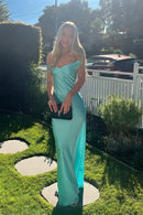 Elegant Mermaid Off-the-Shoulder Sleeveless Open-Back Floor-Length Evening Dress
