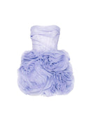 Elegant strapless tulle ball gown with ruched details for homecoming.
