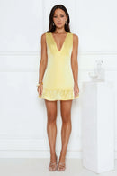 Elegant A-Line Deep V-Neck Sleeveless Low Back Bow Detail Mini Homecoming Dresses
