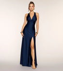Elegant A-Line Plunge V-Neck Sleeveless Criss-Cross Tie-Back Floor-Length Prom Dresses