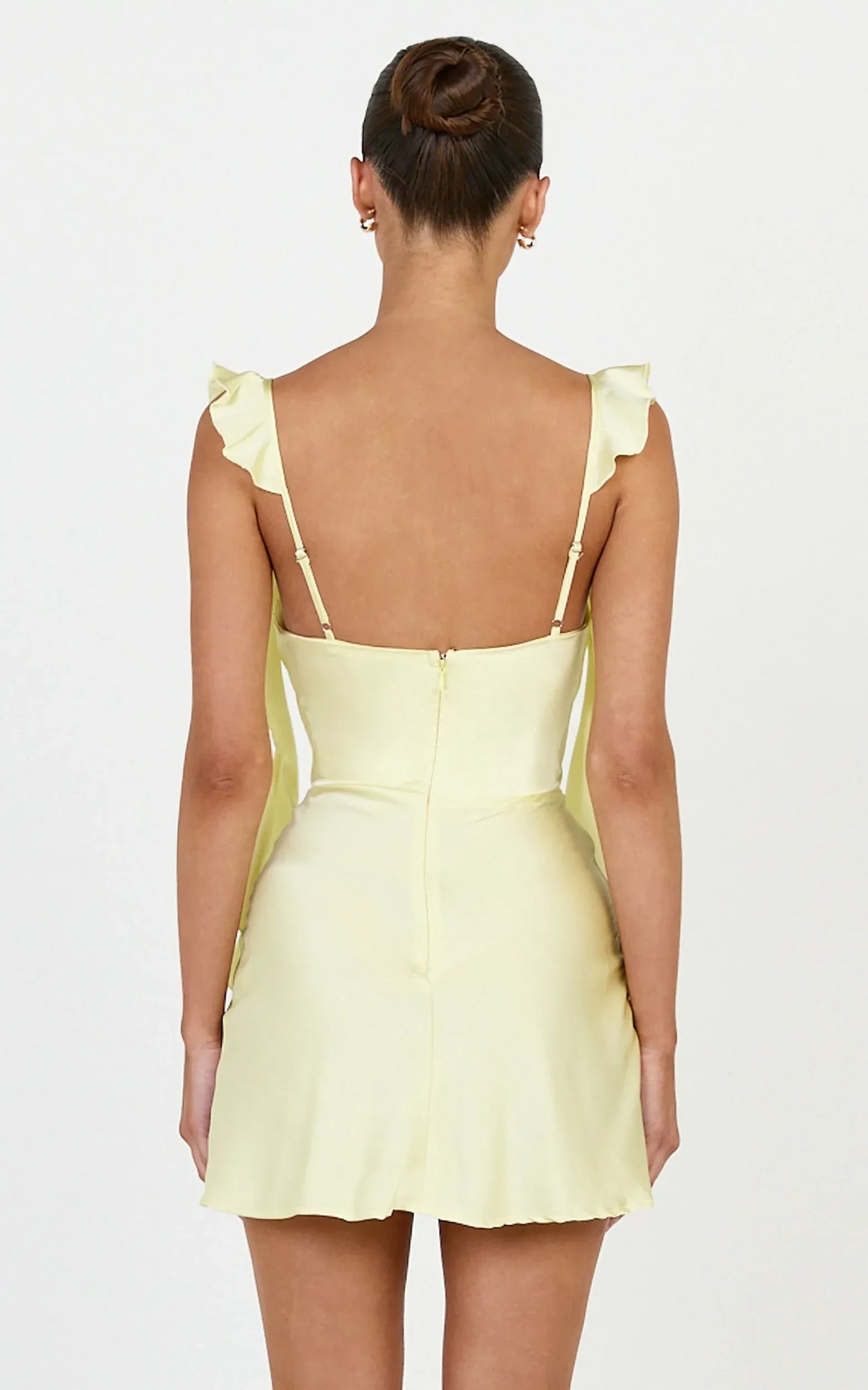 Elegant A-Line Square Neck Ruffled Tie-Shoulder Sleeveless Mini Back Zipper Homecoming Dresses