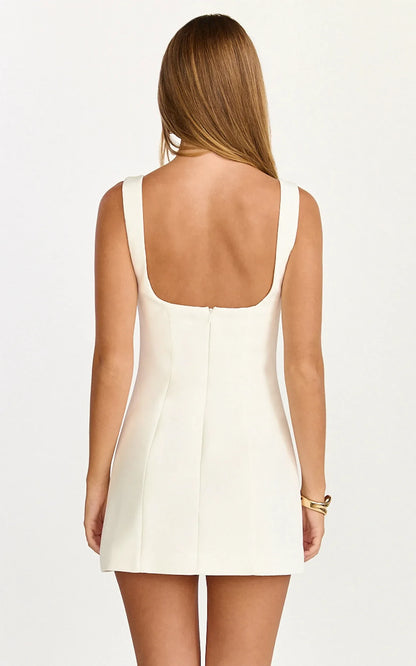 Elegant A-Line Square Neck Sleeveless Mini Homecoming Dress with Concealed Back Zipper
