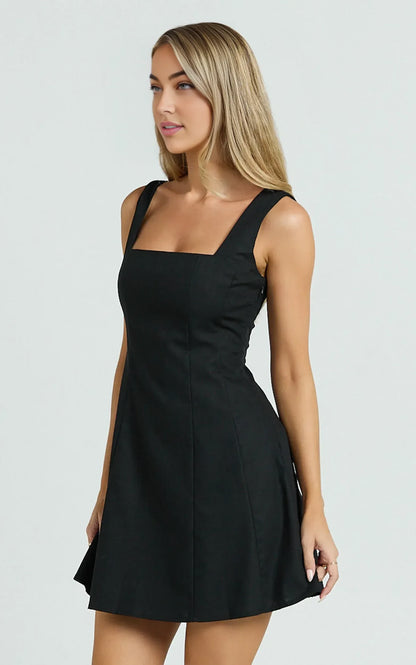 Elegant A-Line Square Neck Sleeveless Shirred Back Mini Homecoming Dresses for Women