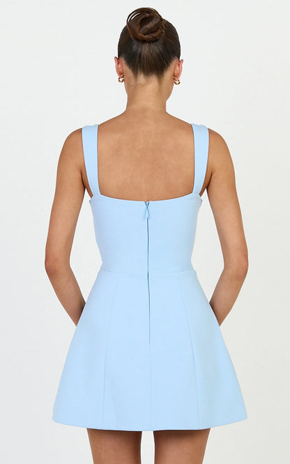 Elegant A-Line Square Neck Sleeveless Thick Strap Zipper Back Mini Homecoming Dresses