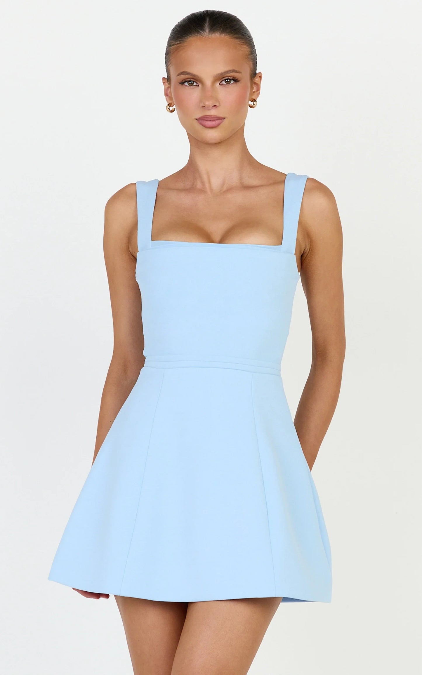 Elegant A-Line Square Neck Sleeveless Thick Strap Zipper Back Mini Homecoming Dresses