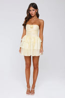Elegant A-Line Strapless Sweetheart Ruched Back Tiered Mini Homecoming Dresses