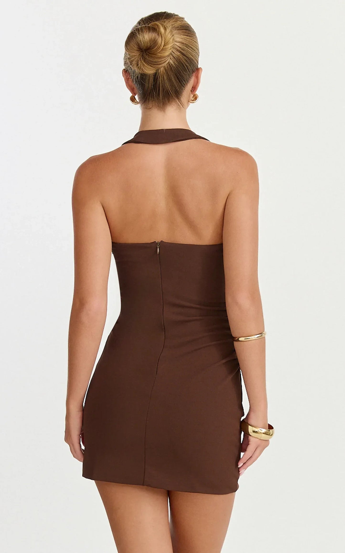 Elegant Bodycon Halter Scoop Neck Sleeveless Open Back Zipper Mini Homecoming Dresses