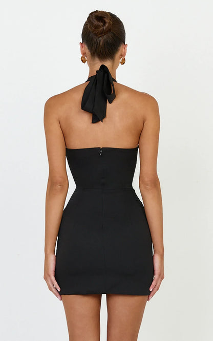 Elegant Bodycon Halter Sweetheart Sleeveless Open-Back Mini Homecoming Dresses with Corset Detail