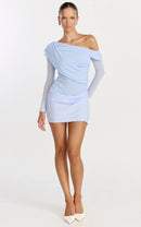 Elegant Draped Bodycon One-Shoulder Long Sleeve Fitted Back Mini Homecoming Dresses