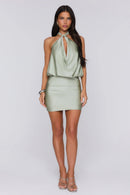 Elegant Draped Cowl Neck Sleeveless Tie-Back Mini Bodycon Homecoming Dresses