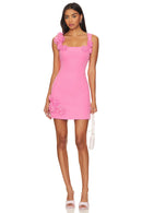 Elegant Fitted Square Neck Sleeveless Floral Applique Mini Homecoming Dresses
