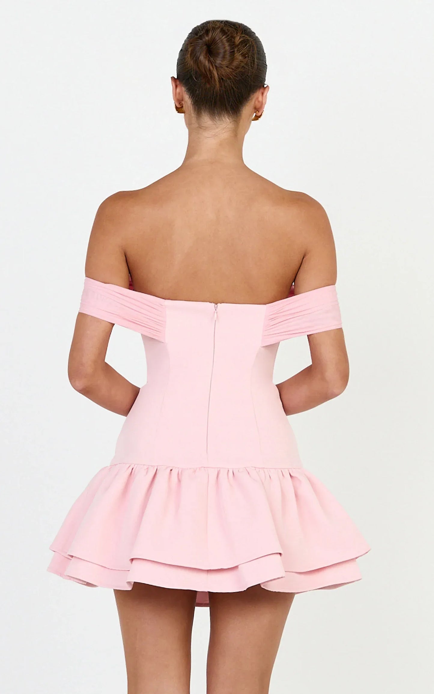Elegant Off-Shoulder Sweetheart V-Neck Ruched Short Sleeve Zipper Back A-Line Mini Homecoming Dresses