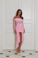 Elegant Ruched Bodycon Off-Shoulder Long Sleeve Open Back Mini Homecoming Dresses with Draped Overlay