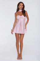 Elegant Ruched Sweetheart Spaghetti Strap Open Back Mini A-Line Homecoming Dresses with Scarf Detail