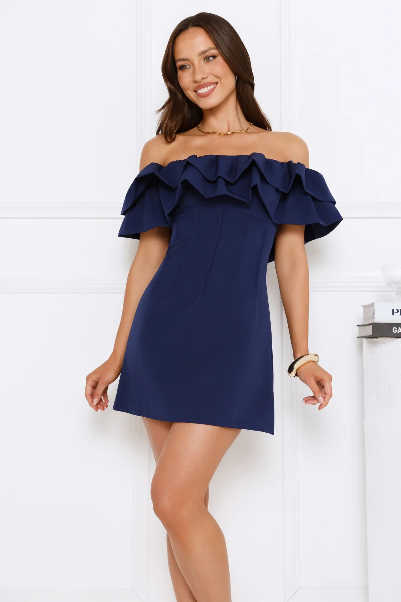 Chic A-Line Off-Shoulder Ruffled Mini Short Homecoming Dress